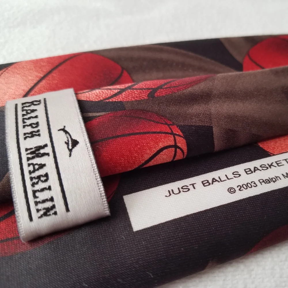 ☘️ Ralph Marlin Mens Neck Tie Just Balls Basketball Motion Sports March …